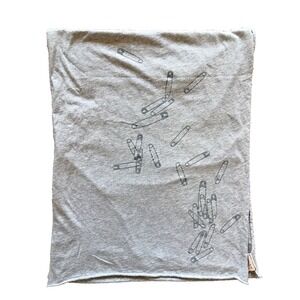 GAP Project Red Y2K Gray Safety Pin Print Cotton Scarf Neck Accessory One Size